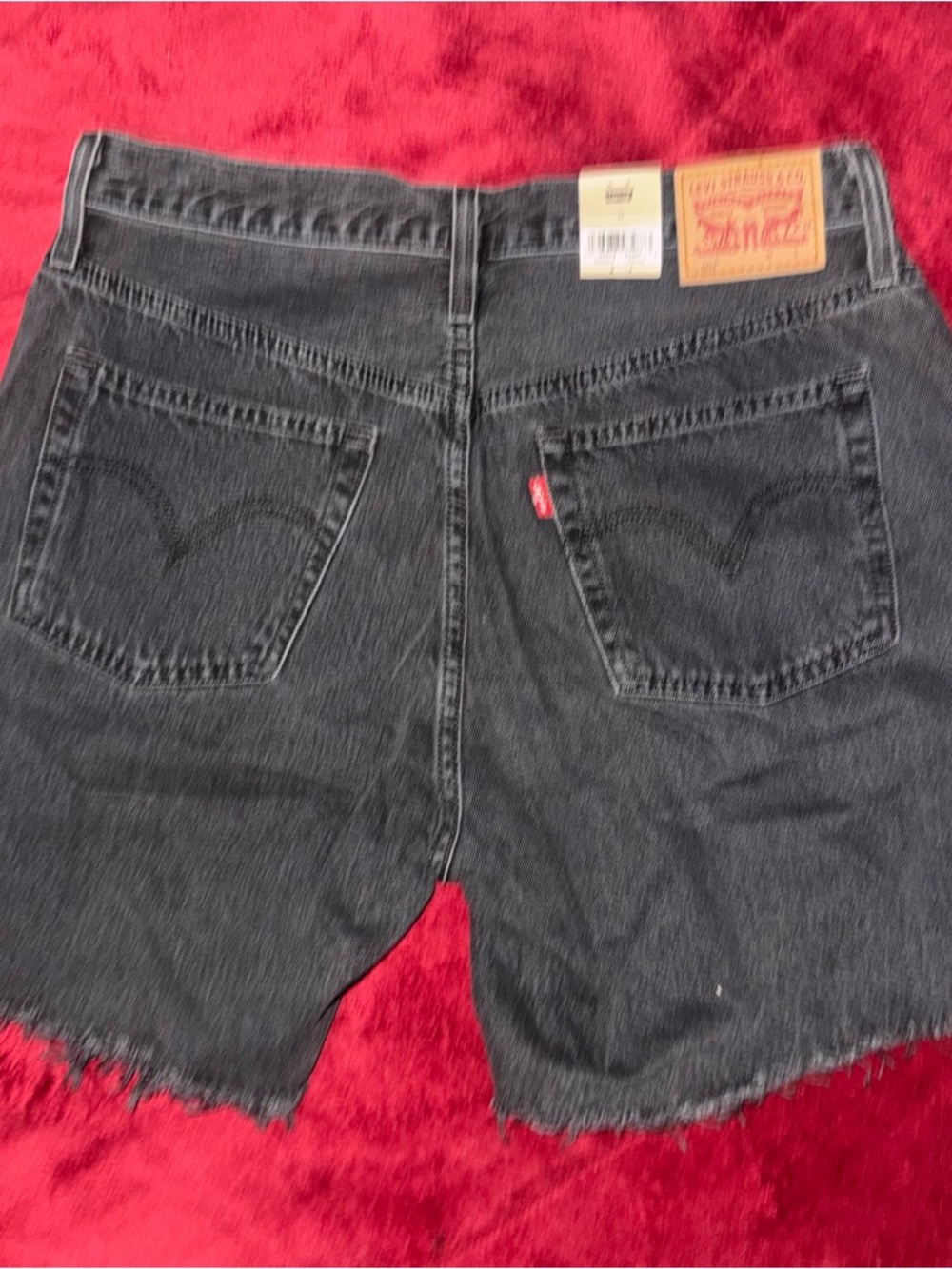 Levi's Charcoal Distressed Denim Shorts - Picture 6 of 8